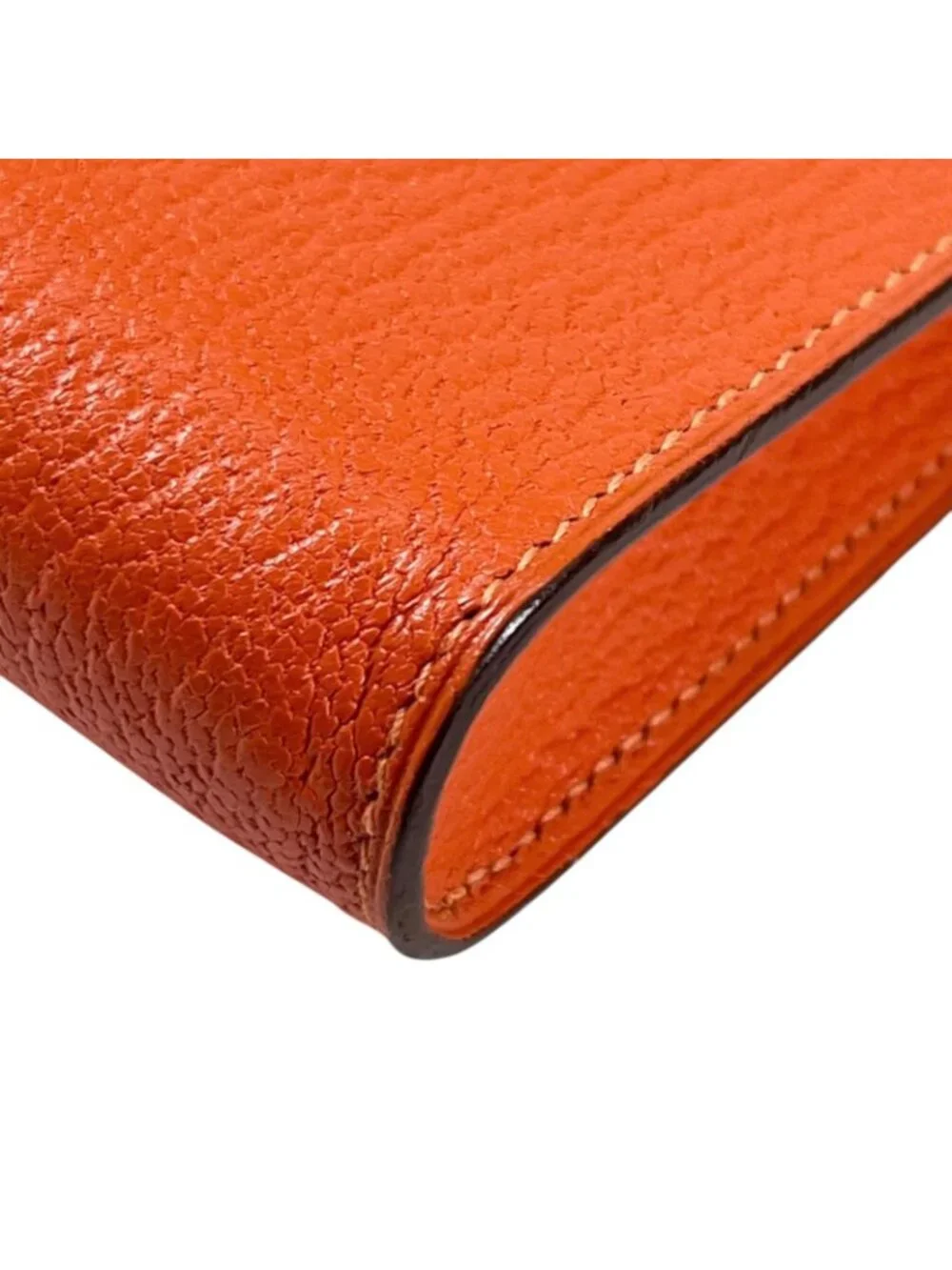 Hermes Vespa Pouch Garet Case Chevre Mysore Leather Orange Silver